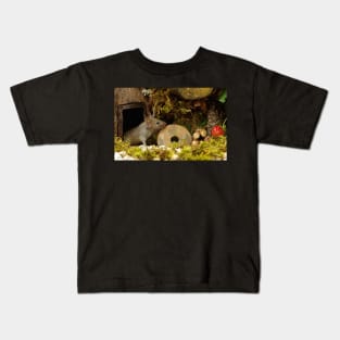 little mouse in a log pile house Kids T-Shirt